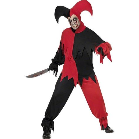 Male Jester, Jester Costume Halloween, Adult Halloween Makeup, Dark Jester, Clown Fancy Dress, Jester Halloween, Michael Myers Costume, Jester Outfit, Jester Costume