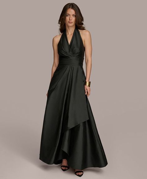 Donna Karan New York Donna Karan Women's Halter Ball Gown - Macy's Halter Ball Gown, Donna Karan Dress, Draped Gown, Black Ball Gown, Nye Dress, Pleated Skirt Dress, Drape Gowns, Halter Gown, Women Halter