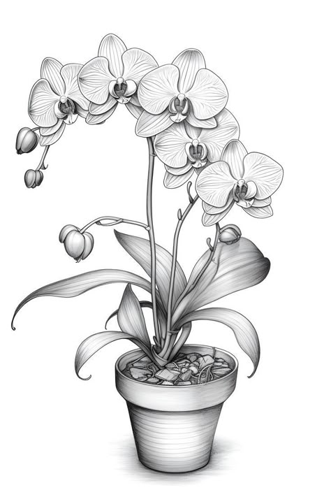 Huge Flowers, Orchid Drawing, Star Coloring Pages, Flower Line Drawings, Flower Art Drawing, Detailed Coloring Pages, Flower Sketches, Watercolor Flower Art, Flower Coloring Pages