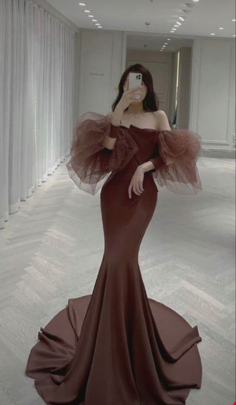 Formal Gowns With Sleeves, Classy Formal Dresses, Winter Formal Dress, Formal Ball Gowns, Korean Wedding Dress, Blue Mermaid Prom Dress, Winter Formal Dresses, Long Formal Dresses, Gowns Dresses Elegant