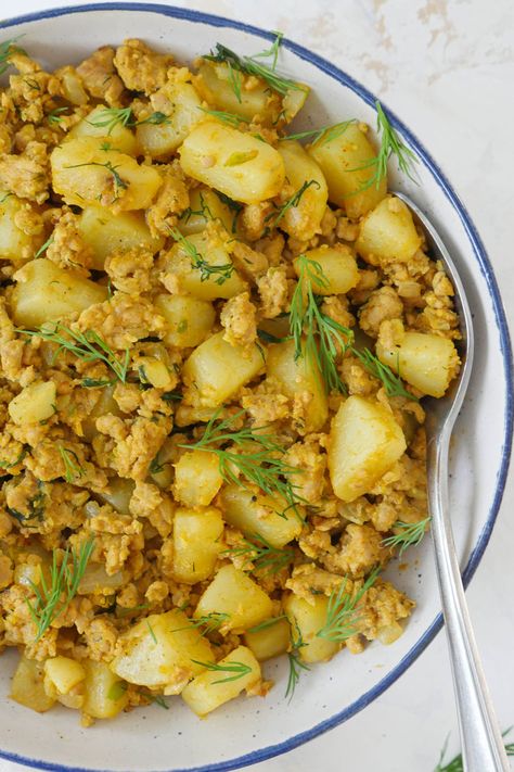 Spicy Garlic Dill Ground Turkey and Potatoes | My Heart Beets Ground Turkey With Potatoes Recipes, Ground Turkey And Potato Recipes For Dinner, Potato And Ground Turkey Recipes, Recipes With Ground Turkey And Potatoes, Ground Turkey With Potatoes, Ground Turkey Potatoes, Ground Turkey Potato Recipes, Potatoes And Ground Turkey, Ground Turkey And Potatoes