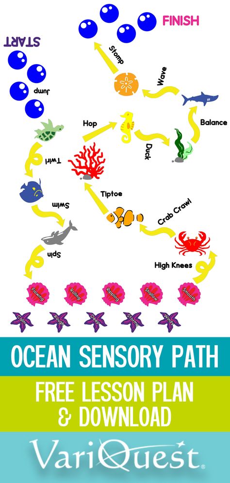 Check out the VariQuest Blog to learn about how you can get access to the Ocean Sensory Path for your Cutout Maker and a lesson pioneered by Cathy Henry of The Curriculum Corner free! Sensory Paths Free Printable, Printable Sensory Path, Cricut Sensory Path, Free Sensory Path Printables, Ocean Obstacle Course, Sensory Paths For Schools, Ocean Sensory Room, Sensory Walking Path In School, Diy Sensory Path