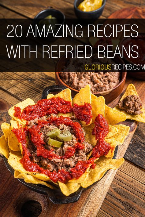 Refried Bean Side Dish Recipes, Breakfast With Refried Beans, Uses For Refried Beans, Refried Beans Ideas, Refried Beans Uses, Refried Bean Dinner Ideas, Leftover Refried Beans Recipes, Recipes For Refried Beans, Recipe Using Refried Beans