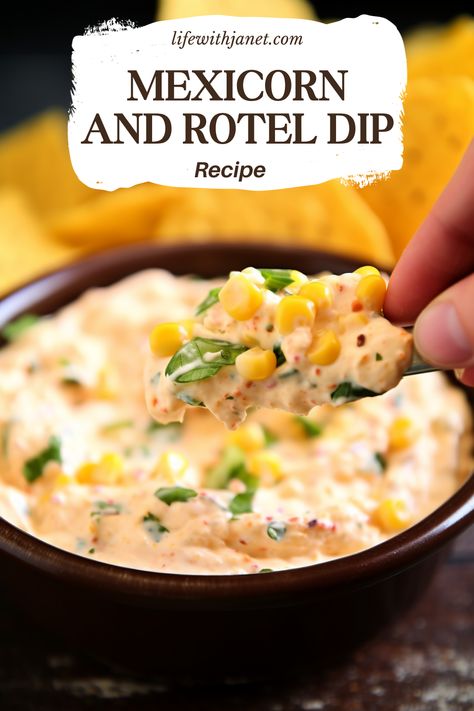 Discover the ultimate quick and easy snack with this Mexicorn Dip! Creamy, cheesy, and packed with bold flavors, it's perfect for any occasion. Ready in just 10 minutes! 🌽🧀 #MexicornDip #QuickSnacks #CheesyGoodness #PartyFoods #10MinuteRecipe Mexicorn And Cheese Fiesta Dip, Creamy Corn Dip Cold, Corn Dip With Mexicorn, Mexicorn Dip Recipe With Rotel, Mexicorn Rotel Dip, Mexicali Dip Recipes, Mexi Dip Recipe, Easy Mexican Dips And Appetizers, Quick Appetizers Last Minute Easy