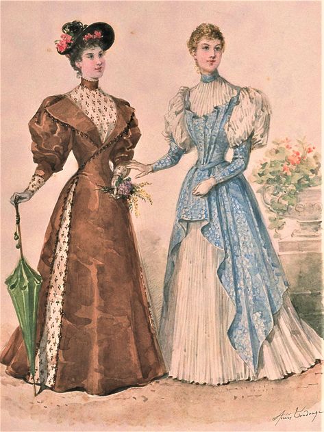 1892 Fashion Plate, 1890s Dress, 1890 Fashion, Gilded Age Fashion, Edwardian Dresses, Belle Epoque Fashion, 1899 Fashion, Victorian Dresses, Victorian Era Fashion