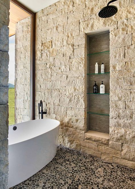 Full Glass Wall, Dream Spa, Dreams Spa, Houses Interior, Ranch Remodel, Elegant Bath, Suite Bathroom, Open Concept Floor Plans, Rustic Bathrooms