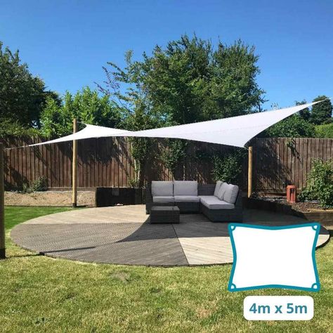 Decking Pergola, Garden Sail, Garden Bar Ideas, Sun Shade Sails, Garden Sun Shade, Triangle Shade Sail, Sun Sails, Sail Canopy, Fire Pit Garden