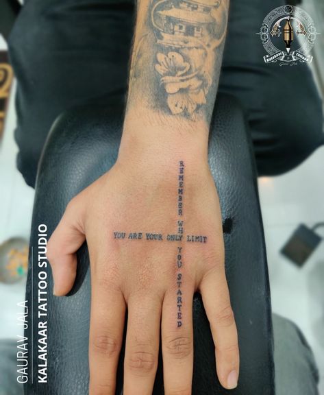 If you are looking for some best quote tattoo designs, we have unique designs of quote tattoos, words tattoos,Alphabet tattoos, small tattoos, black tattoos design, great perhaps tattoo designs, you are your only limit tattoo, remember why you started tattoo. Word Tattoos On Hand, Aura Tattoos, Letter Quotes, Remember Tattoo, Meaningful Word Tattoos, 2023 Pedicure, Herren Hand Tattoos, Tattoo Words, Wörter Tattoos