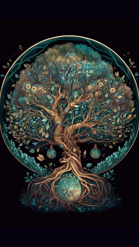 Tree Of Life Illustration Art, Earth Magic Art, Tree Of Life Aesthetic, Mystical Art Magic, Wallpaper Tree Of Life, Tree Of Life Wallpaper, Tree Of Life Illustration, Tree Of Life Drawing, Tree Of Life Pictures