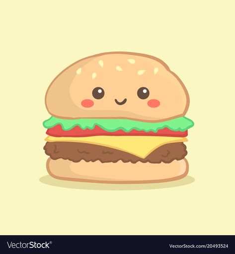 be as happy as a hamburger Burger Drawing, Cute Hamburger, Burger Cartoon, Burger Food, Food Cartoon, Shrinky Dink, Cartoon Drawing, Kawaii Doodles, Kawaii Art