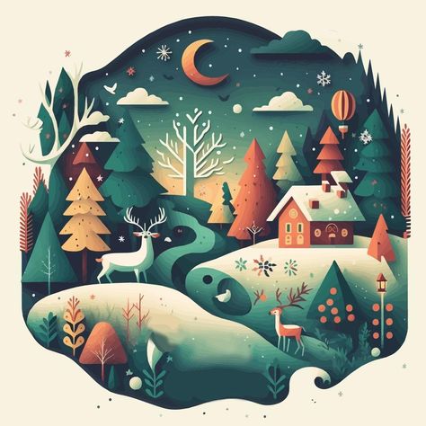 Winter Vector, Christmas Tree Background, Christmas Illustration, Winter Scenes, Vector Photo, Premium Photo, Winter Christmas, Premium Vector, Graphic Resources