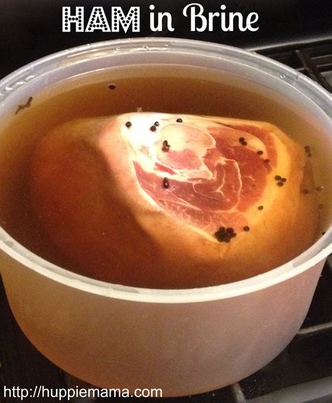 Ham in Brine Fresh Ham Brine Recipe, Ham Brine Recipe, Fresh Ham Recipe, Smoked Ham Recipe, Cured Meat Recipes, Fresh Ham, Homemade Sausage Recipes, Homemade Ham, Brine Recipe