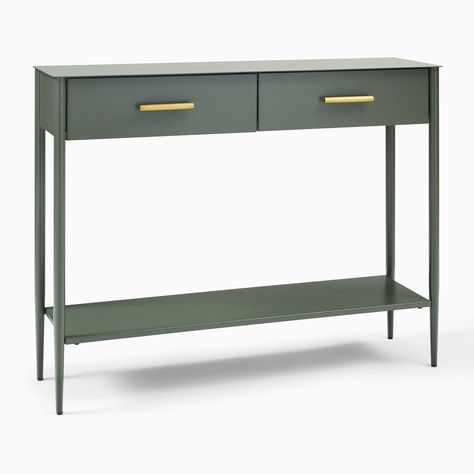 Metalwork Console (42"–60") | West Elm Contemporary Console, Narrow Console Table, Modern Console Tables, Modern Console, Teen Bedding, Stylish Storage Solutions, Console And Sofa Tables, Online Interior Design, Wood Console