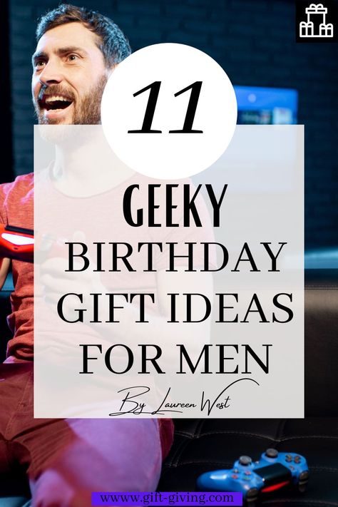 Need to get a gift for a man who loves his video games, Star Wars or other similarly geeky hobbies? Great! Make sure you help him enjoy those hobbies with these 11 geeky birthday gift ideas for men #giftideas #birthday #birthdaygift #men #giftsformen #cheapgifts #geekygifts #gamer #gamerboy #giftsforgamers Nerdy Men, Nerdy Guys, Gamer Boy, Cheap Gifts, Gamer Gifts, Gift Ideas For Men, Birthday Gift Ideas, Retro Gaming, Gifts For Men