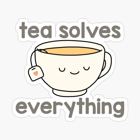 Tea Lover Sticker, Tea Cup Sticker, Tea Stickers Aesthetic, Tea Stickers Printable, Tea Captions, Tea Doodle, Tea Quotes Funny, Tea Drawing, Tea Clipart