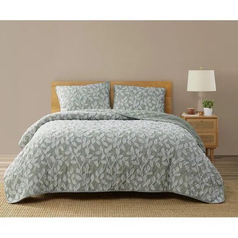 Arbor Sage Green Leaf Clipped Texture Quilt Set - Bed Bath & Beyond - 39066000 Leaf Quilt, Textured Quilt, Green Queen, Bedding Stores, Twin Quilt, King Quilt, Quilt Set, Queen Quilt, Quilt Sets Bedding