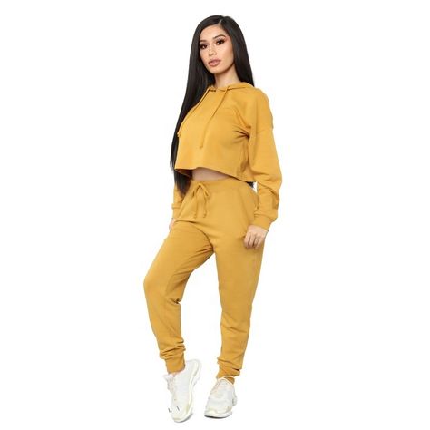 Looks Adidas, Mustard Fashion, Fashion Nova Outfits, Crop Hoodie, Sweatshirt Set, Hooded Tops, Sporty Outfits, Crop Sweatshirt, Teen Fashion Outfits