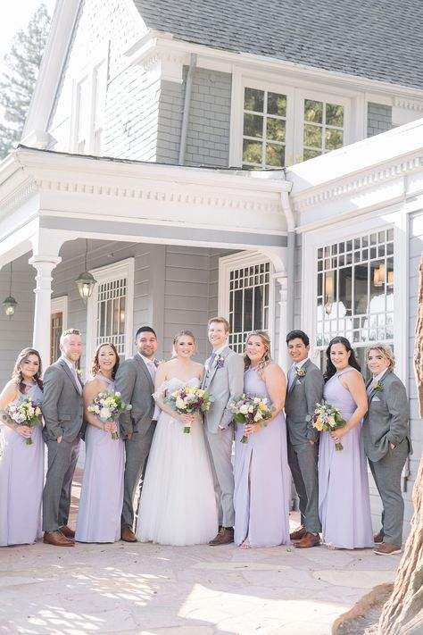 Lavender And Yellow Wedding Groomsmen, Lavender And Grey Groomsmen Attire, Purple And Grey Wedding Party, Lavender Wedding Bridal Party, Groomsmen Attire Purple Lavender, Lavender Bridal Party Groomsmen, Lilac Wedding Theme Groomsmen, Lavender And Grey Wedding Decorations, Lilac Wedding Groomsmen