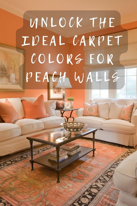 Wondering which carpet colors pair best with peach walls? Click here to discover the top shades that create a warm and inviting ambiance. 🏡🍑 #HomeDecor #PeachWalls #CarpetColors #InteriorDesign #RoomMakeover Peach Living Room Ideas, Coral Living Room Ideas, Peach Living Rooms, White Office Space, Coral Living Rooms, Coral Room, Peach Walls, My Living Room, Color Pairing