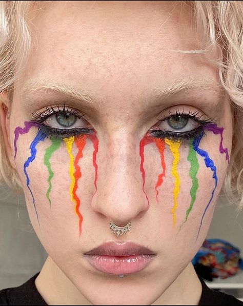 Artsy Makeup, Indie Makeup, Pride Makeup, Face Paint Makeup, Graphic Makeup, Rave Makeup, Rainbow Makeup, Male Makeup, Eye Makeup Designs