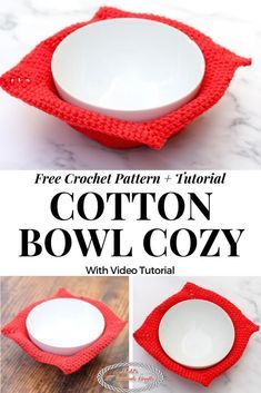 Crochet Bowl, Crochet Hot Pads, Cozy Crochet Patterns, Cotton Bowl, Crochet Cozy, Bowl Cozy, Crochet Potholders, Crochet Kitchen, Crochet World