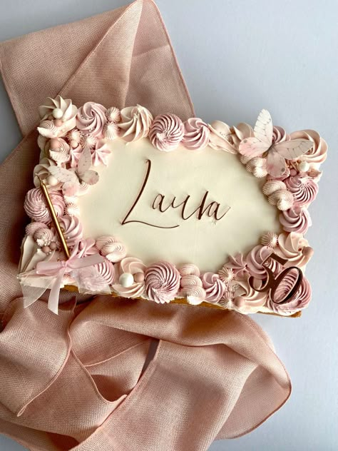 Rose Gold Sheet Cake Birthday, Rose Gold Sheet Cake, Square Cake Birthday, Birthday Sheet Cake For Women, Rectangular Cake Designs, Sheet Birthday Cakes, Pink Square Cake, Full Sheet Cake Designs, Square Cake Design Birthdays