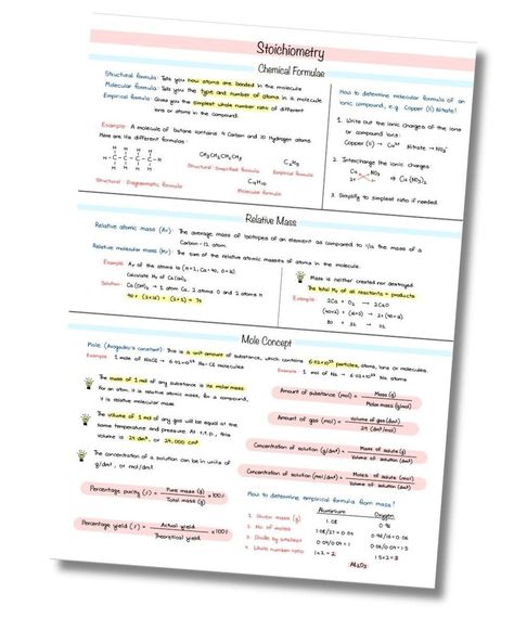 Stoichiometry Chemistry Notes, Stoichiometry Notes, Stoichiometry Chemistry, Summary Notes, Structural Formula, Chemistry Worksheets, Paternity Test, O Levels, Chemistry Notes