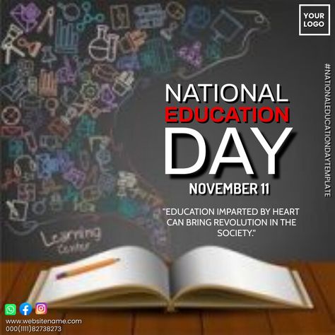 National Education Day Poster, Education Day Poster, National Education Day, Education Day, Day Template, Online Ads, Bring It On, Education, Instagram Posts