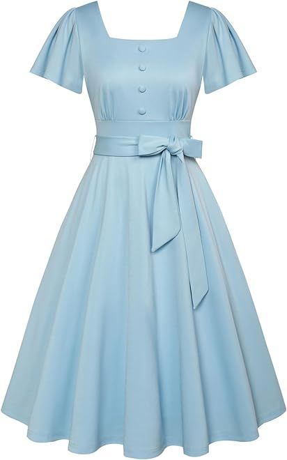 Amazon.com: Belle Poque: Dresses 1950s Outfits Women, Square Neck Dress Summer, 1950s Tea Party, Fall Tea Party, Vintage Tea Party Dresses, Tea Party Dresses, Vintage Pencil Dress, Fall Tea, Vintage Tea Dress