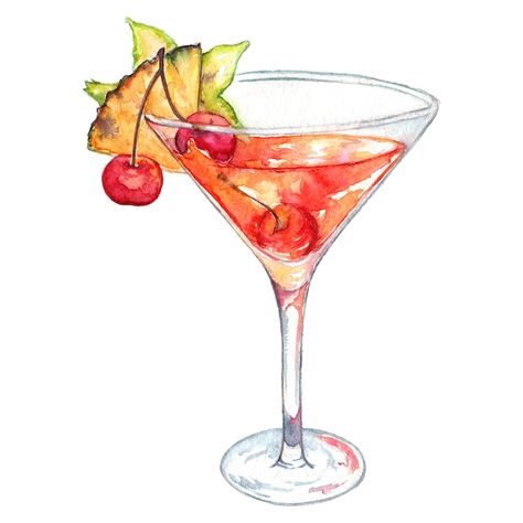 Cocktail Images, Home Watercolor, Cocktail Illustration, Tropical Painting, Cocktail Art, Cocktail Set, Watercolor Painting Techniques, Easy Watercolor, Refreshing Cocktails