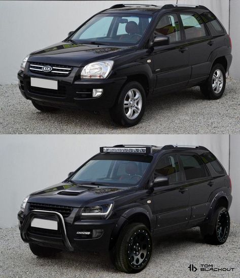 My vision of Kia Sportage JE/KM 2005, 2006, 2007, 2008, 2009, 2010. Black, offroad, 4x4, tuning, lift, wheels, lights, before after. Honda Crv 4x4, Toyota Runner, Nissan Xtrail, Toyota Harrier, Мотоциклы Cafe Racers, Toyota Rav, Tac Gear, Offroad 4x4, Kia Motors