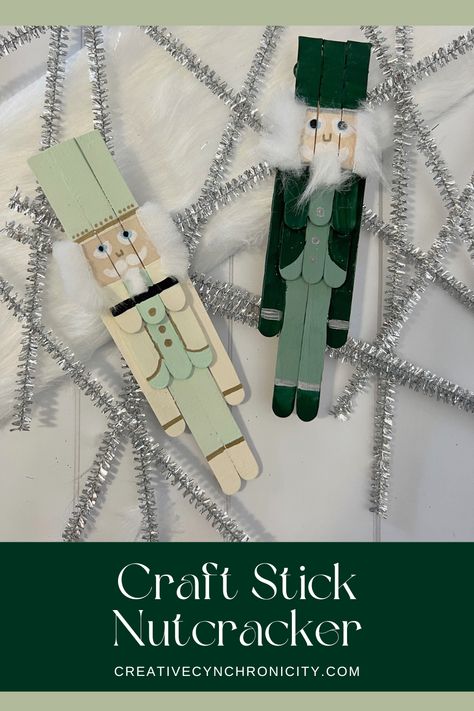 This adorable craft stick nutcracker is so easy to make! Perfect to make with a class or a Scout/Guide group. Turn into a magnet or ornament. Popsicle Stick Nutcracker Craft, Popsicle Nutcracker Ornament, Nutcrackers Diy How To Make, Easy Nutcracker Craft, Nutcracker Ornaments Diy Kids, Popsicle Nutcracker, Nutcracker Popsicle Stick Craft, Popsicle Stick Nutcracker Ornaments, Popsicle Stick Nutcracker