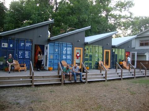 Independence Art Studios - I love this use of shipping containers with retro-fits... To create an art studio community. Container Project, Container Hotel, Eco Construction, Shipping Container Design, Shipping Container Cabin, Container Cabin, Container Buildings, Building A Container Home, Cargo Container