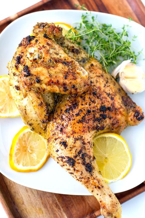 Greek-style roast chicken with lemon, garlic and herbs | Whole30, Paleo, Gluten-free, Keto | #chicken #roastchicken #roast #greekfood #greekrecipes #recipes #whole30 #paleo #keto Roast Chicken Marinade, Lemon Roast Chicken, Cavenders Greek Seasoning, Whole Chicken Recipe, Greek Chicken Marinade, Lemon Roasted Chicken, Salad Appetizer Cups, Roast Chicken Recipe, Half Chicken