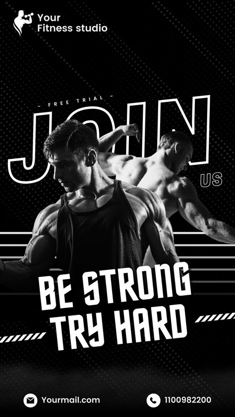 Be strong, try hard gym poster design for your gym promotion, advertisement and marketing. Join us and try our service for your next design:)
Don't forget to Follow us on #pinterest Gym Membership Poster, Gym Promotion Poster, Poster Gym Design, Gym Promotion Ideas, Gym Advertisement Poster, Gym Poster Design Creative, Workout Poster Design, Fitness Poster Design, Gym Poster Design