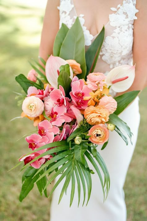 Tropical Flowers Bouquet, Destination Wedding Flowers, Tropical Bridal Bouquet, Orchid Bouquet Wedding, Tropical Wedding Bouquets, Unique Wedding Bouquet, Ranunculus Bouquet, Tropical Wedding Theme, Tropical Flower Arrangements