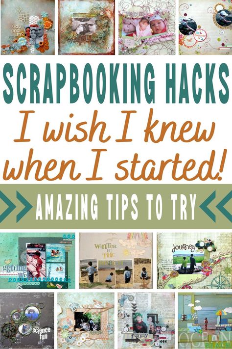 Scrapbooking hacks I wish I knew when I started. Check out these creative scrapbooking tips scrapbookers can't live without! How To Scrapbook For Beginners Step By Step, Scrapbook 4x6 Photo Layouts, My Creative Scrapbook, Scrapbook Stamping Ideas, Scrapbook Beginner Ideas, Cricut Scrapbook Pages, How To Print Photos For Scrapbook, Scrapbook Challenges Ideas, Making A Scrapbook Diy