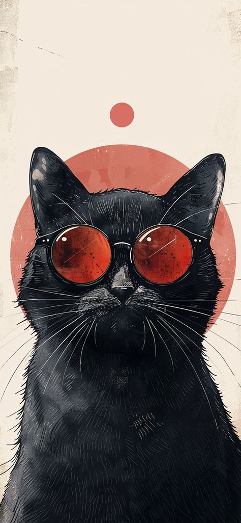 cat with glasses Cat With Glasses Illustration, Black Cat With Sunglasses, Cat Wearing Glasses, Cat With Sunglasses, Cat With Glasses, Journal Sketchbook, Cat Glasses, Cat Sunglasses, Wearing Glasses