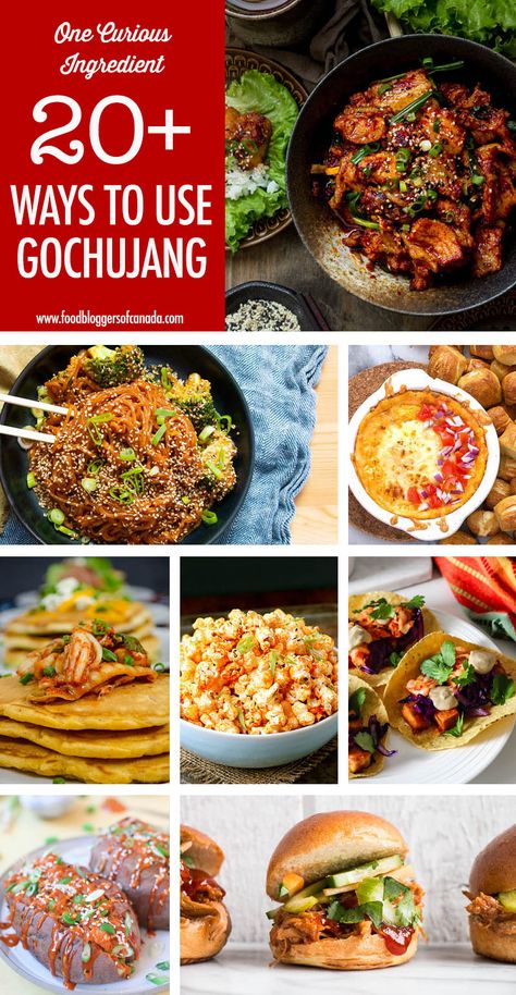 Over 20 Ways to Use Gochujang In Your Cooking | Food Bloggers of Canada    Gochujang is a fermented Korean chili paste that adds so much depth to your dishes with its spicy, salty and sweet flavour. These 20 gochujang recipes will make you want to have gochujang as a pantry staple!  #foodbloggersofcanada Vegan Recipes With Gochujang, Gochujang Recipe Vegetarian, Recipes With Gochujang Paste, Korean Gochujang Recipes, Gochujang Recipes, Pork Bulgogi Recipe, Chili Paste Recipe, Gochujang Recipe, Korean Chili