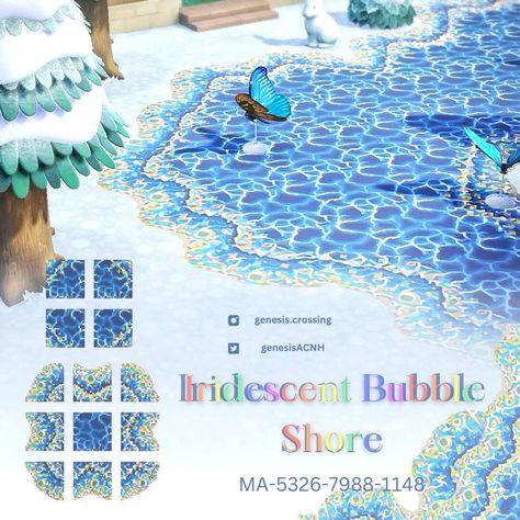 Custom Design Animal Crossing, Path Acnh, Design Animal Crossing, Acnh Custom Design, Animal Crossing Custom Designs, Mermaid Island, Acnh Patterns, Water Island, Animal Crossing 3ds