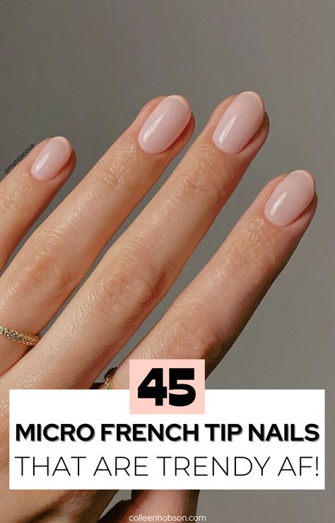 French Tip 2023 Nails, Micro French Nails Color, Minimal French Manicure, Short Modern French Nails, Short Nails Natural Color, No Chip French Manicure, Mini French Manicure, Micro French Manicure Short Nails, French Tips For Short Nails