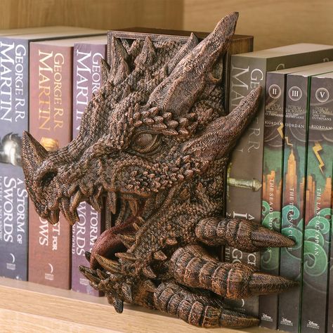 PRICES MAY VARY. Sculpture design: Our dragon nook is truly a work of art that meets your aesthetic standards. Dragon nook is the perfect addition to the bookshelf of fantasy novels. Hand drawn colors: The color of the dragon is hand drawn, retro and mysterious. Bring Fantasy Horror Monsters to Your Library. Multifunctional: It can be used as a decoration, making it a perfect match for dragons, dungeon enthusiasts, and book enthusiasts.Exquisite packaging, can also be used as a gift. 3D printing Bungalow Office, Dnd Room, Dragon Book, Butterfly Photography, Fantasy Furniture, Crazy House, Decorative Bookends, Fantasy Rooms, Fantasy Horror