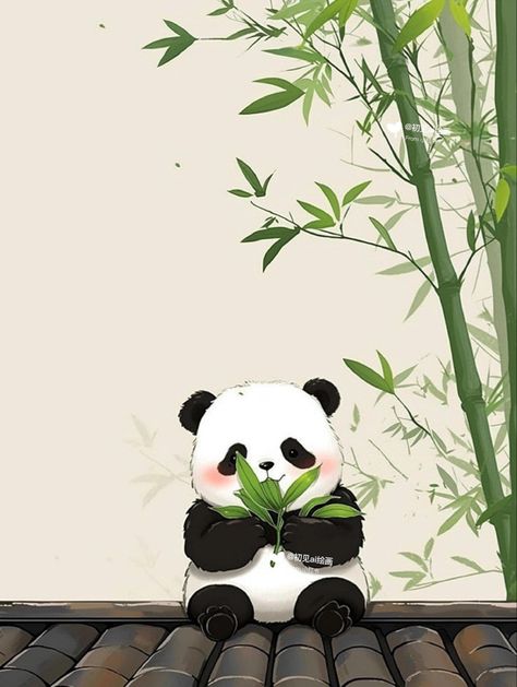 Panda Art Wallpaper, Panda Profile Pictures, Panda Cartoon Wallpapers, Bamboo Drawing, Cartoon Pets, Collage Photo Frame Design, Chinese Panda, Glittery Wallpaper, Green Screen Background Images