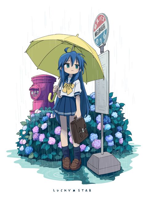 Konata Izumi, Toro Inoue, Lucky Star, Cute Art Styles, Cute Anime Pics, Cute Characters, An Anime, 그림 그리기, Blue Hair