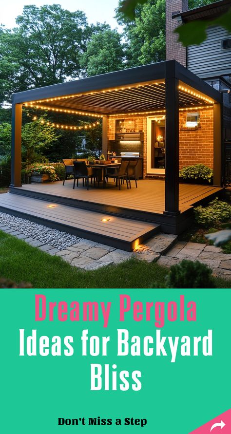 Have you ever imagined your backyard as a personal oasis? Dive into 23 dreamy pergola ideas that can transform your space! Metal Pergola Patio Ideas, Wood Pergola Ideas, Deck Pergola Ideas, Pergola On A Deck, Pergolas Ideas, Ideas For Backyard, Building A Pergola, Metal Pergola, Wood Pergola