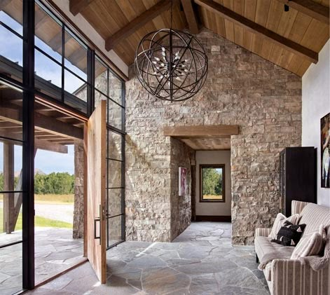 Montana Homes, Grand Hall, Mountain Living, Mountain Modern, Modern Windows, Exterior Stone, Mountain Home, Interior Design Firms, Timber Frame