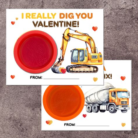 Construction Valentines, Printable Valentine Cards, Valentines Kids, Class Valentines, Printable Valentines Cards, Printable Valentine, Circle Punch, Valentine Candy, Valentine Cards