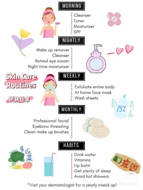 Schedule orderly skincare routine morning to nighttime,weekly and monthly with habits Easy Skin Care Routine, Weekly Skin Care Routine, Easy Skin Care, Organic Skin Care Routine, At Home Face Mask, Japanese Skincare, Skin Care Diy, Jenna Dewan, Coconut Oil For Skin