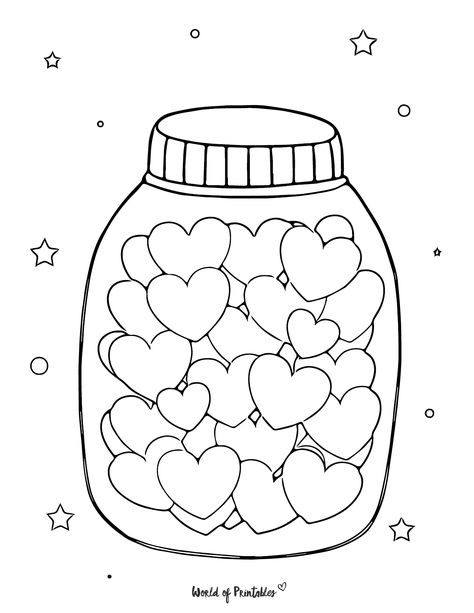 Use this Jar of Hearts Valentines Day Coloring Page as a fun activity on Valentine's day or as a cute valentine for your friend, mom or family member. Cute Love Coloring Pages, Valentine’s Day Coloring Pages, February Coloring Pages, Coloring Pages Love, Valentines Day Coloring Pages, Dan Zaljubljenih, Valentine Coloring Sheets, Free Printable Valentines, Color For Kids