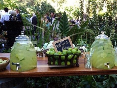 This Sept. 1, 2012 photo provided by Brittell Public Relations shows a table displaying a Margarita Bar for guests at the wedding of Elana Kopstein and Patrick Free held at a private estate in Sonoma, Calif. (AP Photo/Brittell Public Relations, Mary Ellen Murphy) Margarita Party, Margarita Bar, Cocktails Bar, Taco Bar, Mexican Party, September Wedding, Fiesta Party, Wedding Bar, Bar Drinks